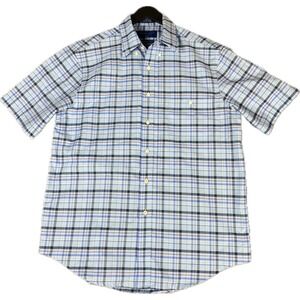 Towncraft‎ Mens Shirt Size M Blue Plaid Wrinkle Free Short Sleeve Button Up